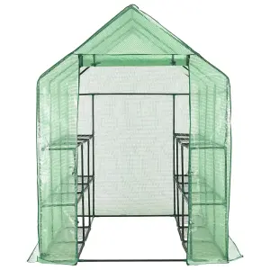 Berkfield Walk-in Greenhouse with 12 Shelves Steel 143x214x196 cm