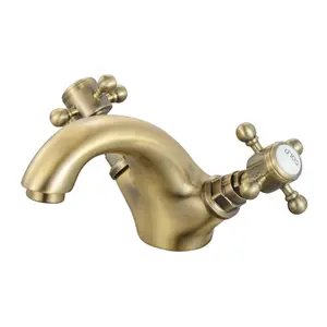 ENKI Camberley Antique Brass Traditional Brass Basin Mixer Tap BT3203