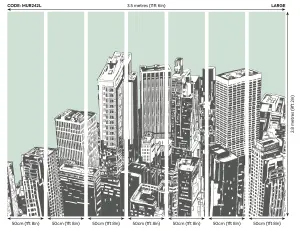 Origin Murals Urban City Skyscrapers Mint Green Paste the Wall Mural 350cm wide x 280cm high