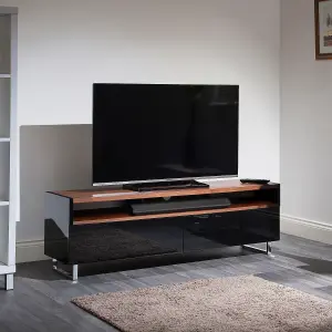 AVF Panorama Plus 1.6m TV Stand with Reversible Top & Soundbar Shelf  - Walnut & Black