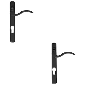 2 PACK - Multi-Point Locking Door Handle - EURO PROFILE - Slim Matt Black RIGHT HAND