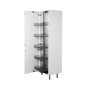 GoodHome Pebre Grey Soft-close runners Larder 60cm Pull-out storage