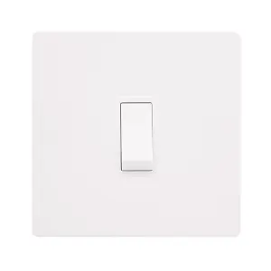 White Metal Screwless Plate 10A 1 Gang Intermediate   Light Switch - White Trim - SE Home