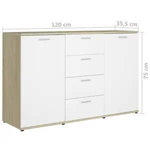 Andile 35.5Cm Wide 4 Drawer Sideboard White/Sonoma Oak