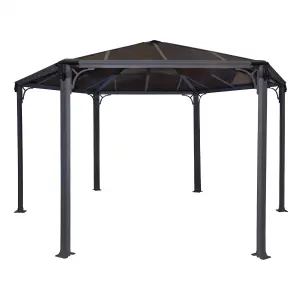 Palram - Canopia Monaco Grey Hexagonal Gazebo, (W)4.5m (D)3.9m - Assembly required