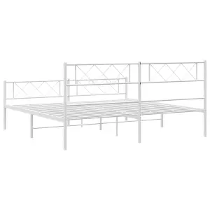 Berkfield Metal Bed Frame with Headboard and Footboard White 183x213 cm