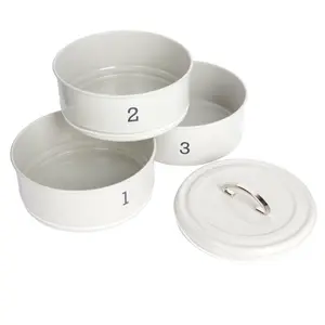 Living Nostalgia Traditonal Style 3 Tier Airtight Cake Tin Set -French Grey