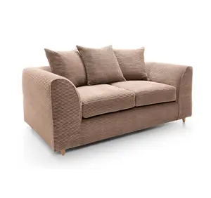 Jumbo Brown Cord 2 Seater Sofa for Living Room with Thick Luxury Deep Filled Cushioning