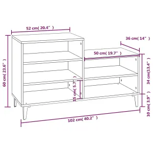 Berkfield Shoe Cabinet Grey Sonoma 102x36x60 cm Engineered Wood