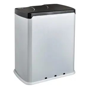 Keeeper Pedal Bin with 2 Waste Compartments 7 Litre + 15 Litre - Silver