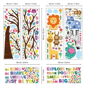 Walplus Combo Kids - Happy London Zoo with Colourful Quotes Wall Sticker PVC