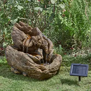 Primrose Log Effect Solar Powered Cascading Water Feature 58cm