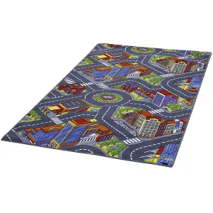 Big City Bright Play Mat Non Slip Kids Rug - 100x165cm