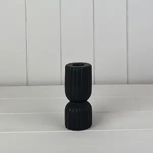 The Satchville Gift Company Black Ceramic Candle Holder