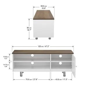 AVF Whitesands 1.2m TV Stand (Satin White & Wood)