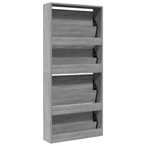 Shoe Cabinet with Mirror 4-Layer Grey Sonoma 63x17x134 cm