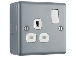 BG Metal Clad 13A Single Switched Socket, Scratch Resistant Steel