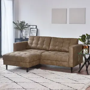 Furniturebox UK Jolene Brown Faux Leather 3 Seater Sofa