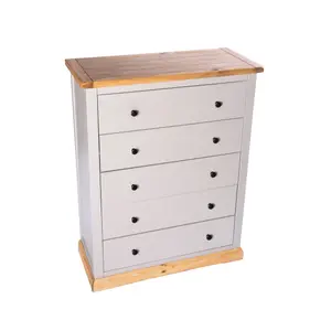 Bomporto 5 Drawer Chest of Drawers Brass Knob