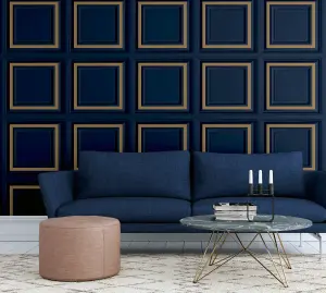 Arthouse Stately Panel Navy Wallpaper