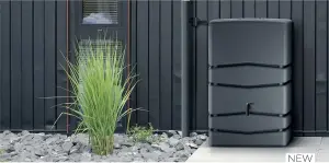 Garden Large Rectangular Plastic Water Butt Set Inc Connection kit  (450 Litres, Anthracite)