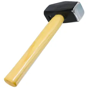 SPARES2GO Lump Club Sledge Hammer Heavy Duty Hickory Wood Shaft Hardened Steel Head Long Grip Handle (4lb / 2kg)