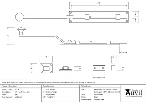 From The Anvil Black 10 Inch French Door Bolt