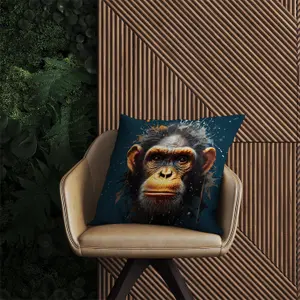 Splashart Realistic Monkey Face Outdoor Cushion 60cm x 60cm