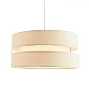 Contemporary Quality Cream Linen Fabric Triple Tier Ceiling Pendant Light Shade