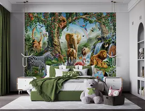 Walltastic Jungle Lake Multicolour Smooth Wallpaper Mural 8ft high x 10ft wide