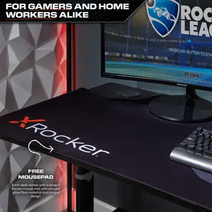 X-Rocker Cougar XL Height Adjustable Gaming Desk, 160cm Ultra Wide with FREE Mousepad - BLACK