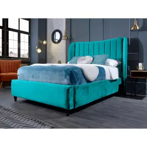 Carli Plush Velvet Teal Bed Frame