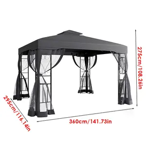 Dark Grey Outdoor Steel Garden Gazebo With Canopy