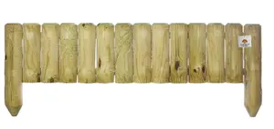 Wooden Garden Fixed Panels Log Roll Border Lawn Edging 225mm high Pack of 4