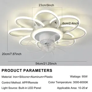 54cm 7 - Blade LED Dimmable Ceiling Fan with Remote Control and APP