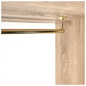 Suspended Round Wardrobe Rail Hanging Tube Pipe 400mm Polished Gold Set with End Brackets