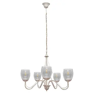 Luminosa Allena Multi Arm Pendant Ceiling Light White, Gold, Smokey 50cm