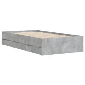 Berkfield Bed Frame with Drawers without Mattress Concrete Grey 90x190 cm Single