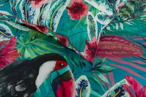 The Lyndon Company Toucan Lake Count Cotton Reversible Duvet Cover Set Teal