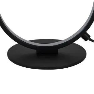 GoodHome Samana Round Matt Black Integrated LED Table lamp