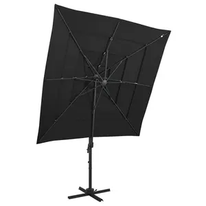 Berkfield 4-Tier Parasol with Aluminium Pole Black 250x250 cm