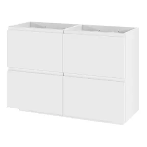 GoodHome Levanna Wide Matt White Double Freestanding Bathroom Cabinet (H) 850mm (W) 1200mm