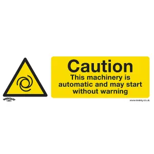 10-Pack Caution Automatic Machinery Safety Signs - Durable Rigid Plastic 300x100mm