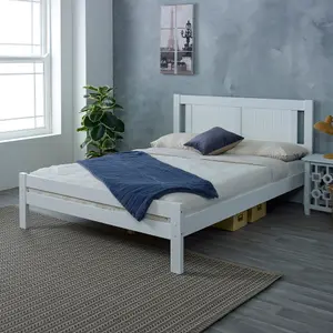 Glory Bed, White Wooden Slatted Frame - 4FT6 Double