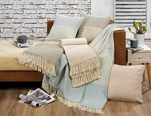 Rona 100% Cotton Throw Geomectric Tassel Blanket 127x152cm Natural