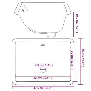 Bathroom Sink White 47.5x35x19.5 cm Rectangular Ceramic