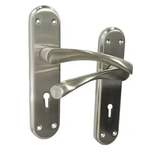 Genova Door Handles Satin Twist Lever Lock Marina Backplate