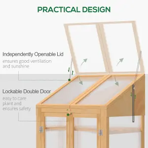 Outsunny Wooden Greenhouse Cold Frame Grow House w/ Double Door for Flower Brown