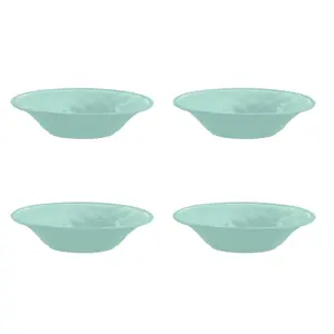 Purely Home Crackle Turquoise Melamine Low Bowls - Set of 4