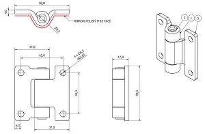 Stainless Steel Hinge Heavy Duty 58x59mm Industrial Door Hatch Locker 4PK